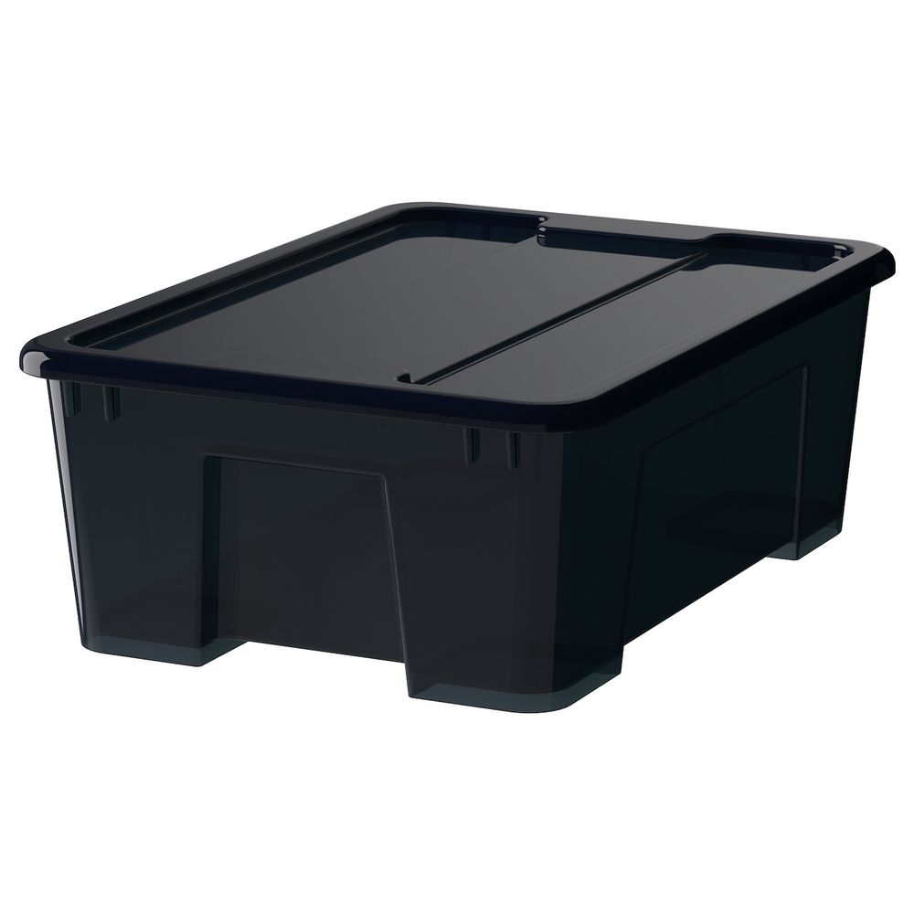 Контейнер с крышкой, черный, 39x28x14 см/11 л IKEA САМЛА 799.030.20 - схема-чертеж с размерами