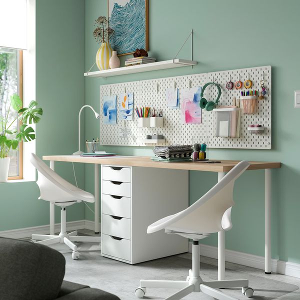 LAGKAPTEN / ALEX Письменный стол - беленый дуб/белый 200x60 см - фото 2