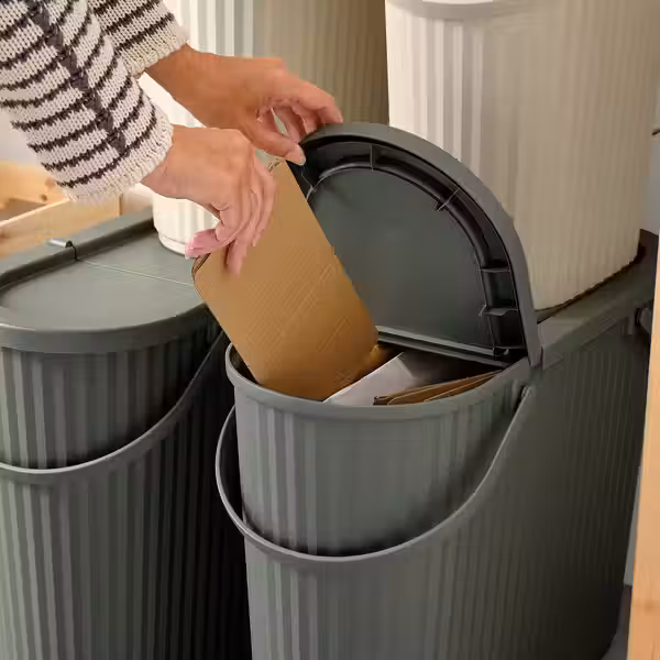 DAMMÄNG ДАММЭНГ Контейнер с крышкой - серо-зеленый 48 л - фото 4