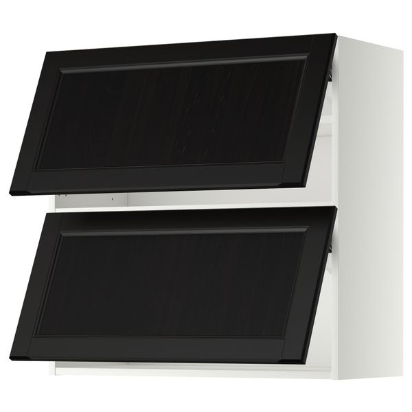 Навесной шкаф, 2 дверцы, горизонтальный МЕТОД, белый, Лаксарби черно-коричневый - схема-чертеж с размерами