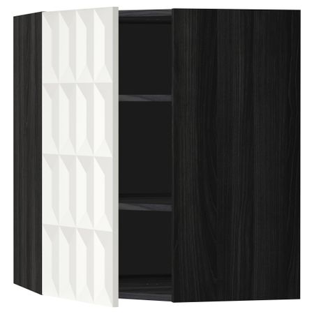 Угловой навесной шкаф с полками МЕТОД, черный, Гэррестад белый