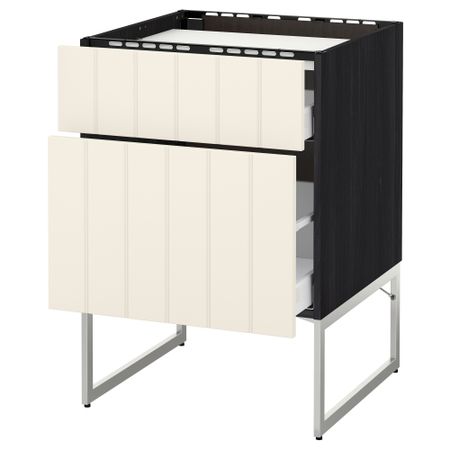 Напольный шкаф, 2 фронтальных панели, 3 ящика МЕТОД / МАКСИМЕРА, черный, Хитарп белый с оттенком