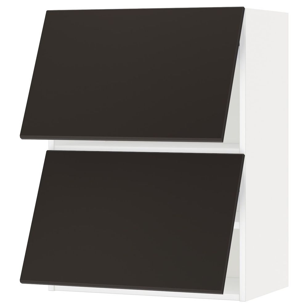 Навесной горизонтальный шкаф/2двери, белый/Кунгсбакка антрацит 60x80 см IKEA METOD МЕТОД 493.939.25 - фото 1
