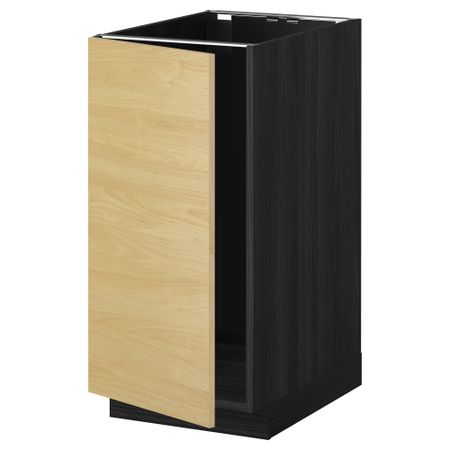 Напольный шкаф для мойки, мусорных контейнер МЕТОД, черный, Тингсрид береза (40x60 см)