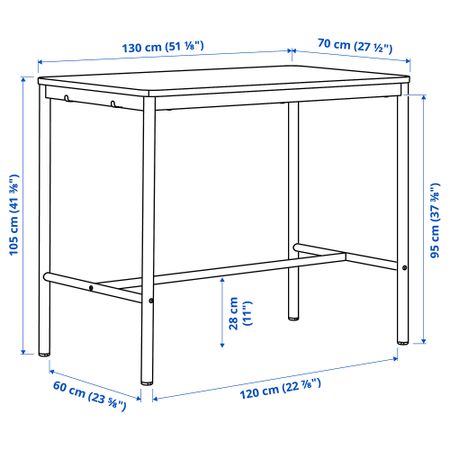 Стол, 130x70x105 см, белый, светло-серый IKEA TOMTOMMARYD ТОММАРЮД ТОММАРЮД 395.283.50