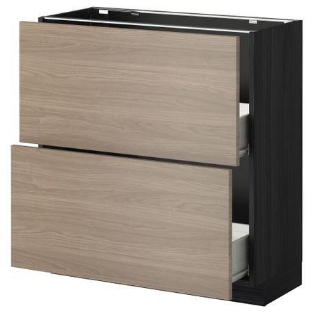 Напольный шкаф с 2 ящиками МЕТОД / ФОРВАРА, черный, Брокхульт светло-серый