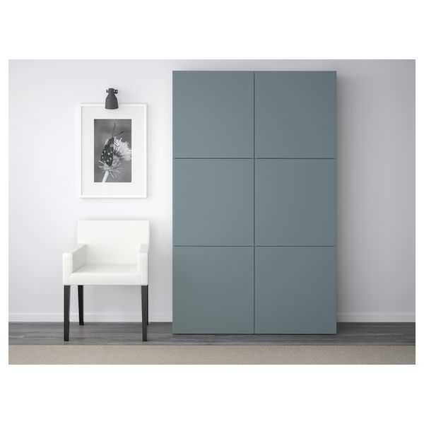 Комбинация для хранения с дверцами БЕСТО, белый, Вальвикен серо-бирюзовый - фото 2