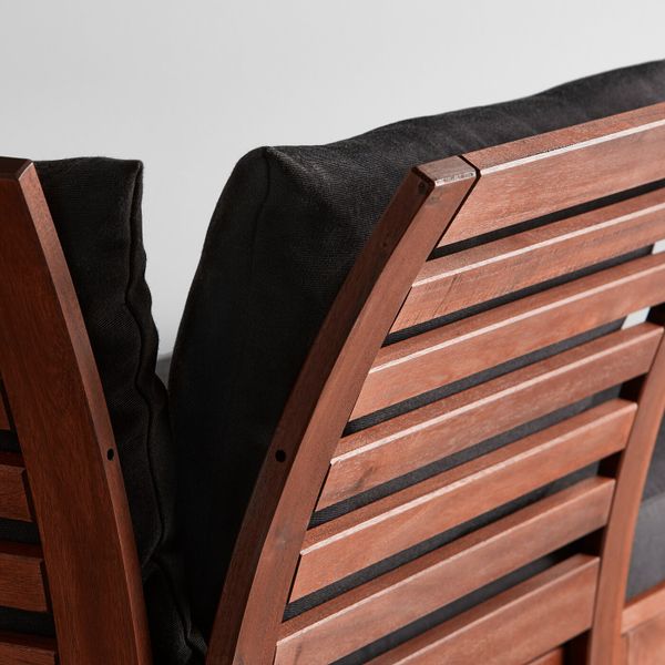 3-местный модульный диван, садовый, с табуретом для ног коричневая морилка/Холло черный 143/223x80x78 см IKEA ЭПЛАРО 492.288.60 - фото 4