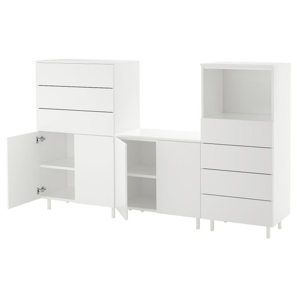 Комбинация для хранения, белый/Фоннес белый 220x42x133 см IKEA OPPHUS ОПХУС 492.521.24 - фото 1