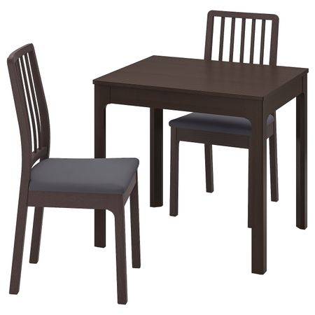Стол и 2 стула, темно-коричневый/Хакебу темно-серый 80/120 см IKEA EKEDALEN ЭКЕДАЛЕН / EKEDALEN ЭКЕДАЛЕН 494.294.01