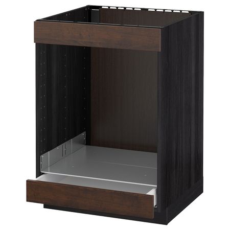 Напольный шкаф для варочной панели+духовки/ящ, черный/Эдсерум коричневый 60x60 см IKEA МЕТОД / МАКСИМЕРА 792.348.26