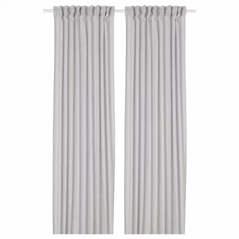 SILVERLÖNN СИЛВЕРЛЁНН Гардины, 2 шт. - светло-серый/с лентой 145x300 см - фото 1