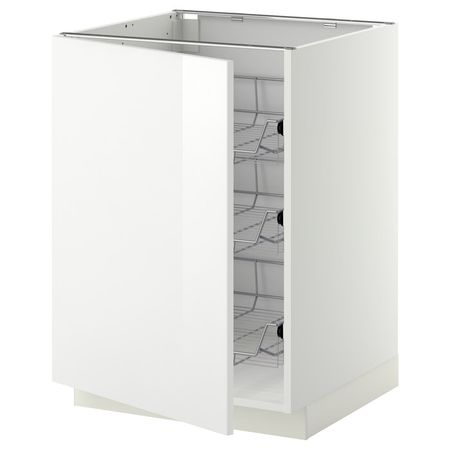METOD Напольный шкаф/проволочные корзины - белый/Ringhult белый 60x60 см