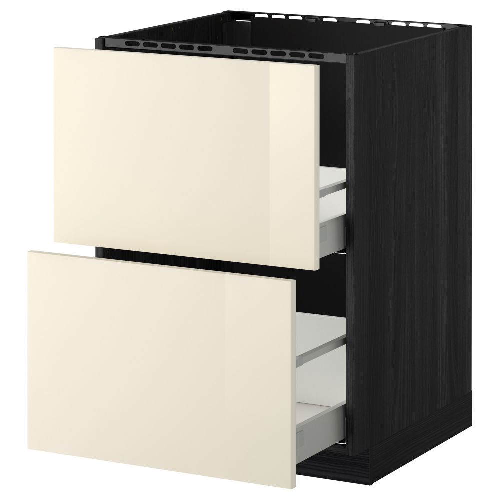 Напольный шкаф под мойку + 2 фронтальных панели, 2 ящика МЕТОД / МАКСИМЕРА, черный, Рингульт кремовый - схема-чертеж с размерами