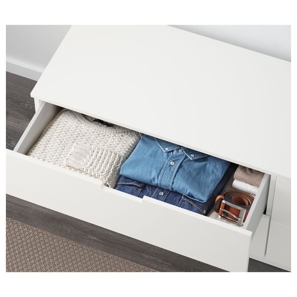 Комод с 4 ящиками НОРДЛИ, белый (160x52 см) - фото 2