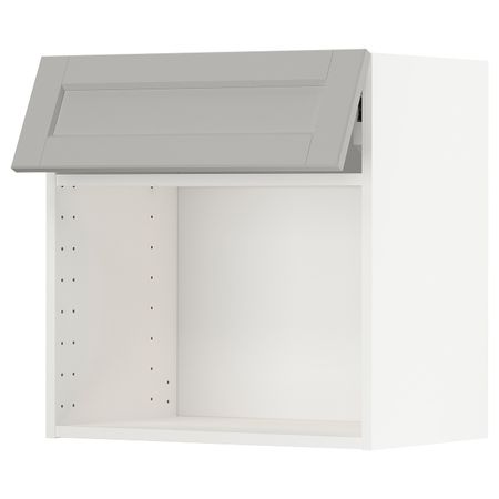 Навесной шкаф для СВЧ-печи, белый/Лерхюттан светло-серый 60x60 см IKEA METOD МЕТОД 093.186.50