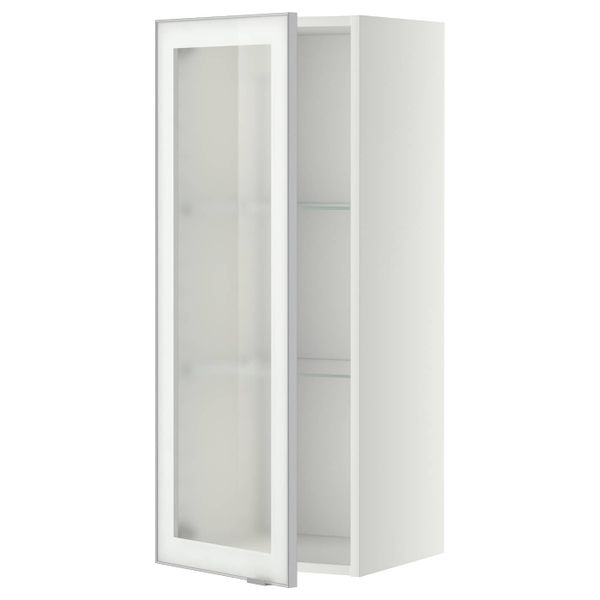Навесной шкаф/полки/стеклян дверца, белый/Ютис матовое стекло 40x100 см IKEA METOD МЕТОД 194.449.50 - фото 1