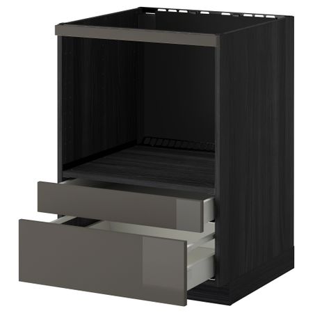 Напольный шкаф для комбинирования СВЧ, ящики МЕТОД / МАКСИМЕРА, черный, Рингульт серый (60x60 см)