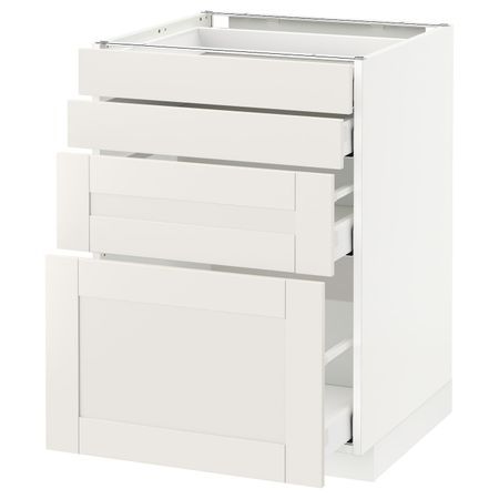 Напольный шкаф 4 фронтальных панели, 4 ящика, белый/Сэведаль белый 60x60 см IKEA METOD МЕТОД / MAXIMERA МАКСИМЕРА 892.385.41