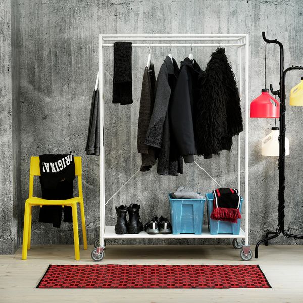 Ковер, безворсовый, красный/черный 75x150 см IKEA SAMMANKOPPLA САММАНКОППЛА 104.743.76 - схема-чертеж с размерами