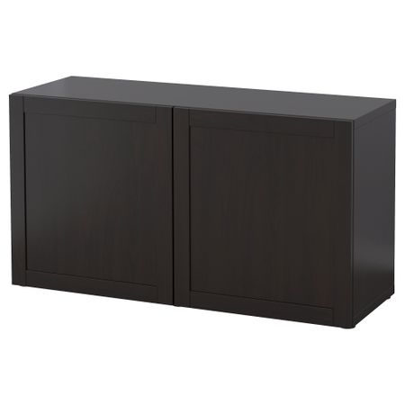 Стеллаж с дверьми БЕСТО, Ханвикен черно-коричневый (120x40x64 см)