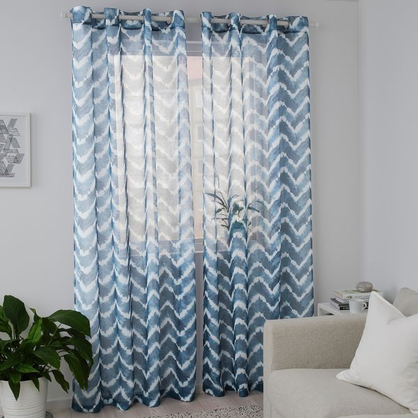 Гардины, 2 шт., синий-белый 145x300 см IKEA SAGALILL САГАЛИЛЛЬ 704.647.89 - фото 2