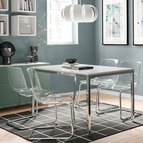 Стол, хромированный/глянцевый белый 135x85 см IKEA TORSBY ТОРСБИ 692.271.76 - фото 7