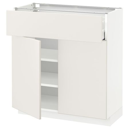Напольный шкаф + ящик/2дверцы, белый/Веддинге белый 80x37 см IKEA METOD МЕТОД / MAXIMERA МАКСИМЕРА 392.350.74