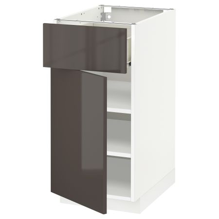 Напольный шкаф с ящиком, дверью МЕТОД / ФОРВАРА, белый, Рингульт серый