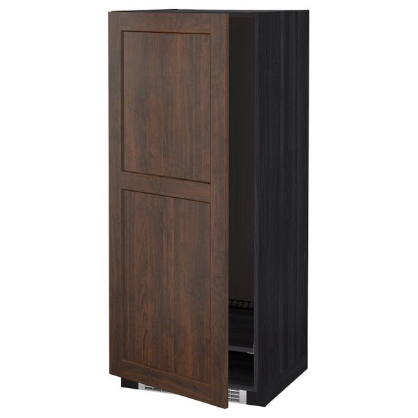 Высокий шкаф для холодильник/мороз, черный/Эдсерум коричневый 60x60x140 см IKEA МЕТОД 392.265.93 - схема-чертеж с размерами