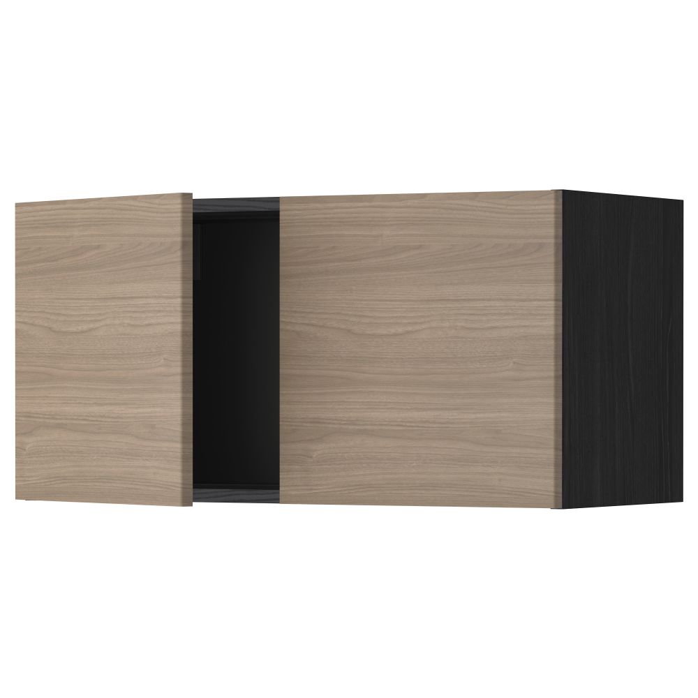 Навесной шкаф с 2 дверями МЕТОД, черный, Брокхульт светло-серый (80x40 см) - схема-чертеж с размерами