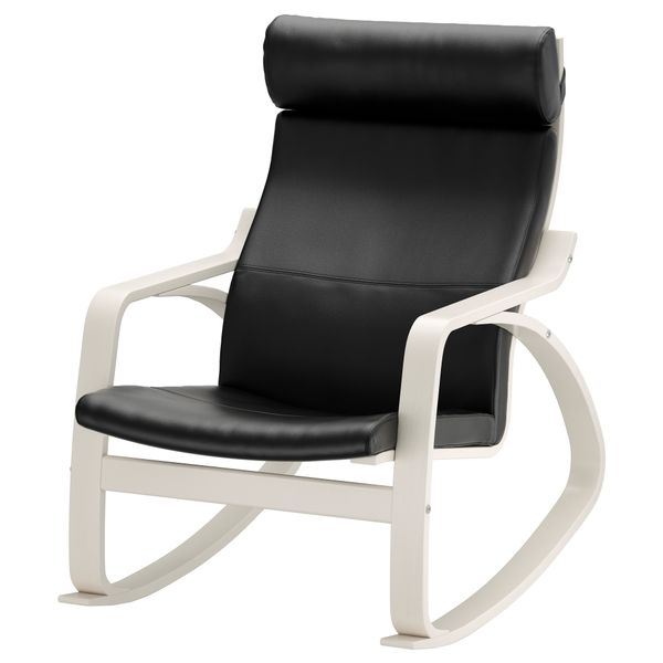 Кресло-качалка ПОЭНГ, белый, Смидиг черный - фото 1