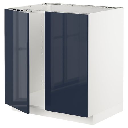Напольный шкаф для раковины + 2 двери, белый/Ерста черно-синий 80x60x80 см IKEA METOD МЕТОД 892.827.27