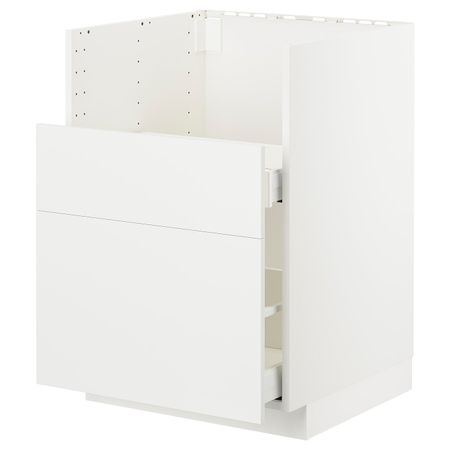 Шкаф под мойку БРЕДШЁН/2фасада/2ящика, белый/Хэггеби белый 60x60 см IKEA METOD МЕТОД 392.979.29