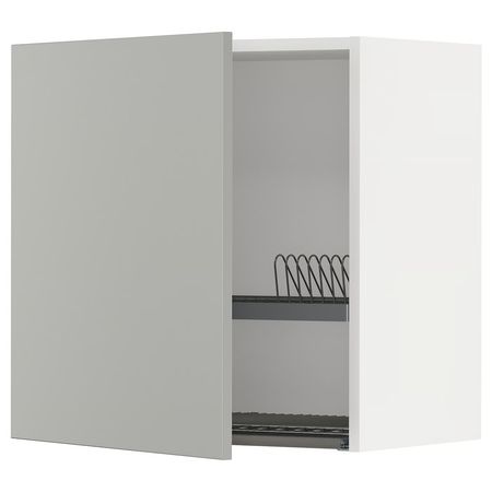 METOD Навесной шкаф с сушилкой - белый/Havstorp светло-серый 60x60 см
