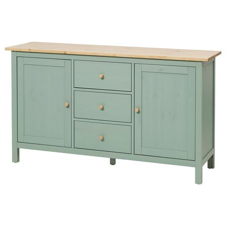 HEMNES Сервант - серо-зеленый/светло-коричневая морилка 157x88 см