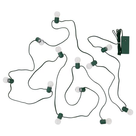 Гирлянда, 12 светодиодов СТРОЛА, с батарейным питанием зеленый
