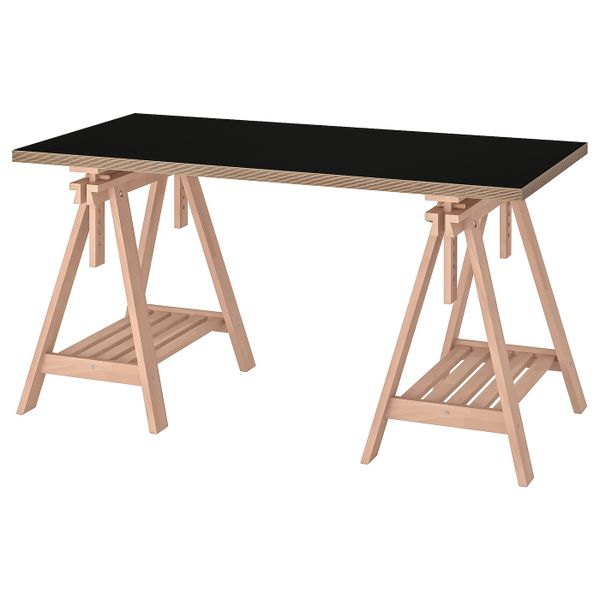 Стол, черный/фанера бук 150x75 см IKEA LINNMON ЛИННМОН / FINNVARD ФИНВАРД 093.360.79 - схема-чертеж с размерами