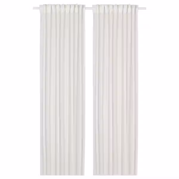 HÄLLEBRÄCKA ХЭЛЛЕБРЭККА Гардины, 2 шт. - белый/с лентой 145x300 см - фото 1