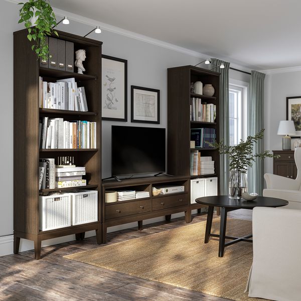 Шкаф для ТВ, комбинация, темно-коричневый, морилка, 325x40x211 см IKEA IDANÄS ИДАНЭС 394.373.31 - фото 3