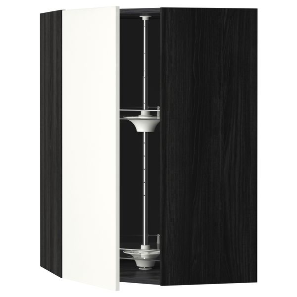 Угловой навесной шкаф с вращающейся секцией МЕТОД, черный, Хэггеби белый - схема-чертеж с размерами