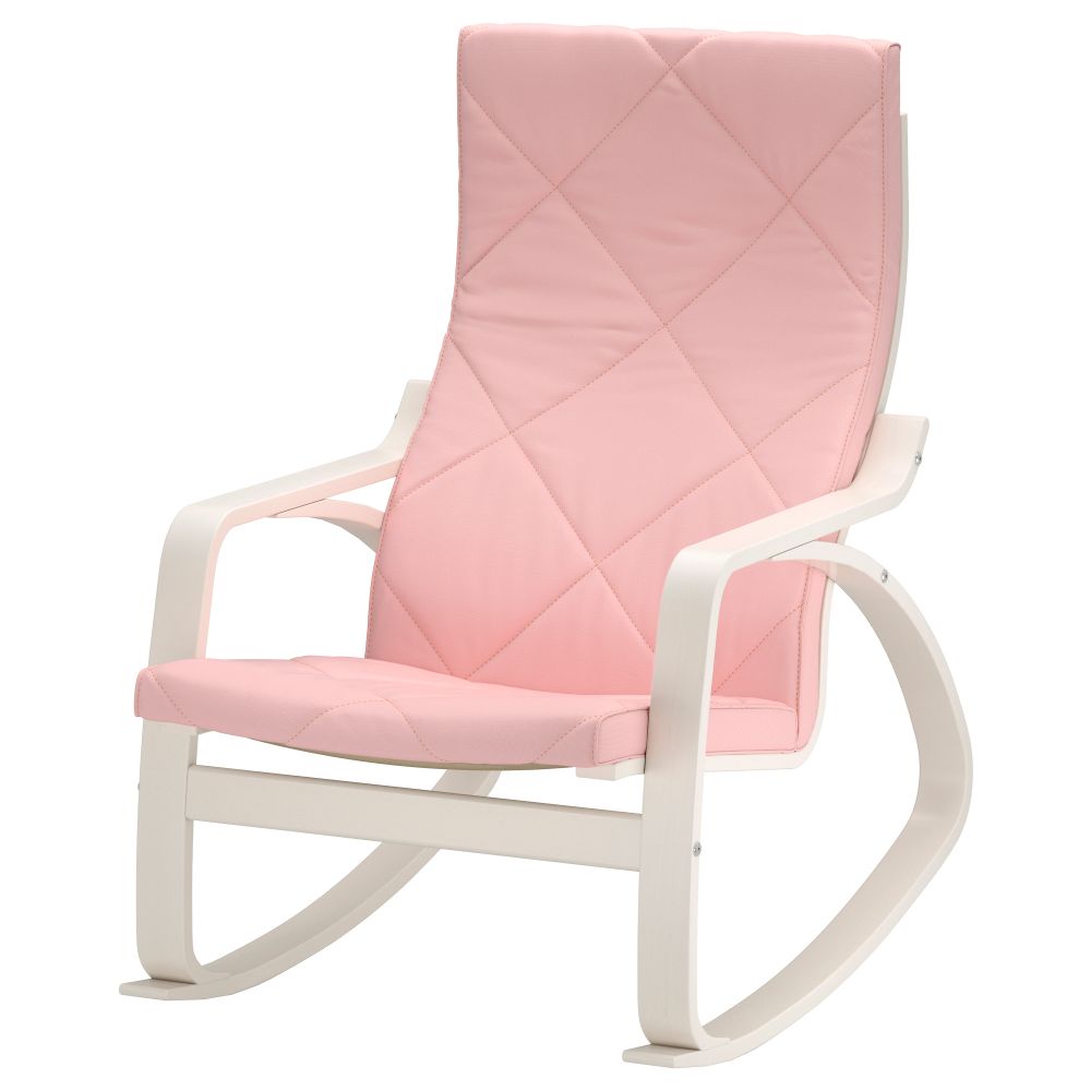 Кресло-качалка ПОЭНГ, белый, Эдум розовый - фото 1