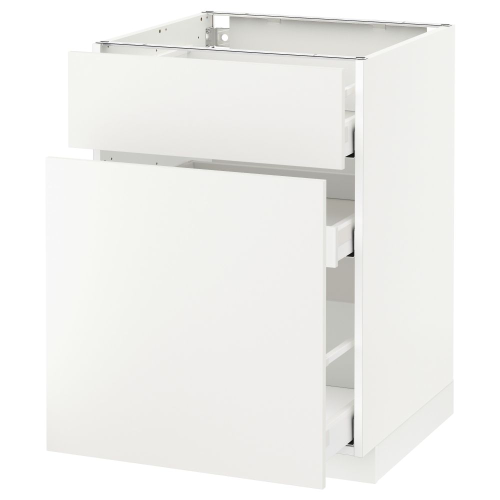 Напольный шкаф, выдвижной секцией, ящик МЕТОД / МАКСИМЕРА, белый, Хэггеби белый - схема-чертеж с размерами