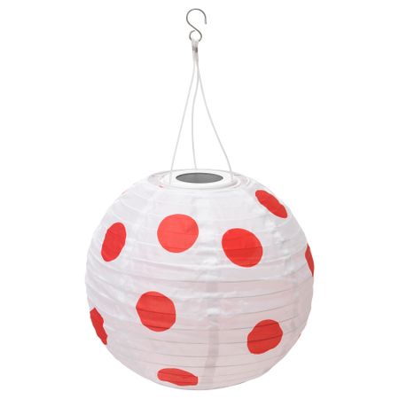 Подвесная светодиодная лампа СОЛВИДЕН, для сада шаровидный, в горошек красный (30 см)