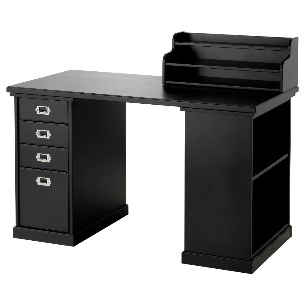 Стол и модуль для хранения КЛИМПЕН, черный (120x60 см) - фото 1