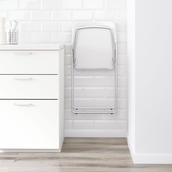 Стул складной, глянцевый белый/хромированный IKEA NISSE НИССЕ 103.608.60 - фото 4