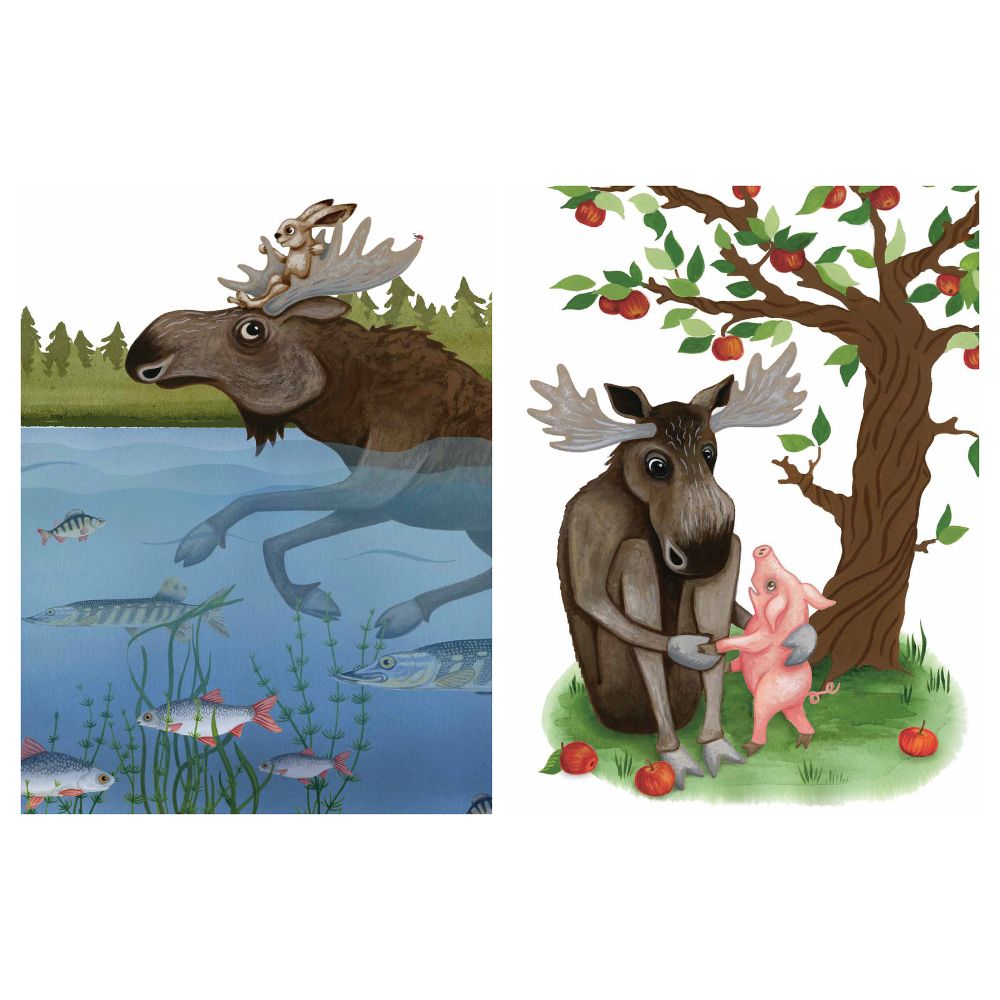 Набор постеров, 2 штуки ТВИЛЛИНГ, Лось и его друзья (30x40 см) - схема-чертеж с размерами