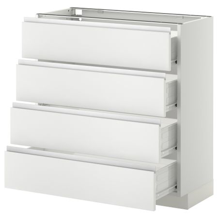 Напольный шкаф 4 фронтальных панели, 4 ящика МЕТОД / ФОРВАРА, белый, Нодста белый
