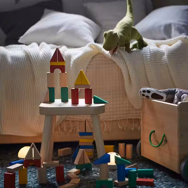 UNDERHÅLLA Набор деревянных кубиков, 40 шт. - разноцветный - схема-чертеж с размерами