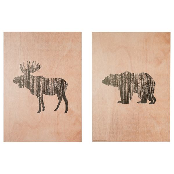 Картина на дереве, Дикие животные 50x70 см IKEA ЛОКАБРУНН 904.541.62 - фото 1